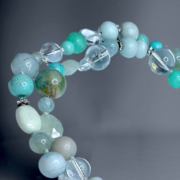 🌺Vintage Sterling, Turquoise, Amazonite, Chrysoprase + Necklace - Picture 12 of 15